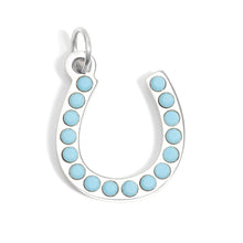 Load image into Gallery viewer, 18K Gold PVD Stainless Steel Turquoise Stone Horseshoe Charm: Gold / 15mm