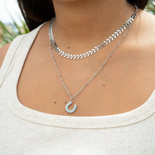 Load image into Gallery viewer, 18K Gold PVD Stainless Steel Turquoise Stone Horseshoe Charm: Gold / 15mm