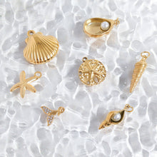 Load image into Gallery viewer, 18K Gold PVD Stainless Steel Shell Charm with Pearl: Stainless