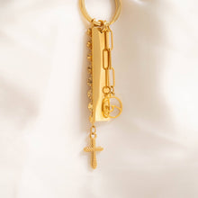 Load image into Gallery viewer, 18K Gold PVD Stainless Steel Textured Cross Charm: Gold