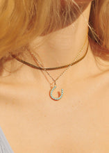 Load image into Gallery viewer, 18K Gold PVD Stainless Steel Turquoise Stone Horseshoe Charm: Gold / 15mm