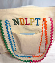 Load image into Gallery viewer, NDLPT Canvas Project Tote | Embroidered Needlepoint Tote Bag | Lightweight Zippered Carryall