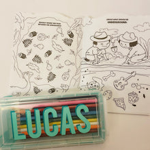 Load image into Gallery viewer, Personalized crayon case/ coloring book set/ kid gift/ arts and crafts kids/ travel activity kids/Easter kids basket filler/art party favor
