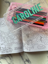 Load image into Gallery viewer, Personalized crayon case/ coloring book set/ kid gift/ arts and crafts kids/ travel activity kids/Easter kids basket filler/art party favor