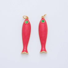 Load image into Gallery viewer, 18K Gold Filled Blue, Green, Red Enamel Sardine Fish Charm | AF404 AF-779: Blue
