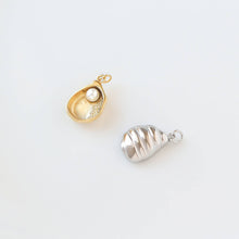 Load image into Gallery viewer, 18K Gold PVD Stainless Steel Shell Charm with Pearl: Stainless
