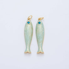 Load image into Gallery viewer, 18K Gold Filled Blue, Green, Red Enamel Sardine Fish Charm | AF404 AF-779: Blue
