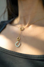 Load image into Gallery viewer, 18K Gold PVD Stainless Steel Turquoise Stone Horseshoe Charm: Gold / 15mm
