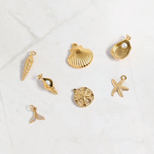 Load image into Gallery viewer, 18K Gold PVD Stainless Steel Shell Charm with Pearl: Stainless
