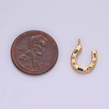 Load image into Gallery viewer, 14K Gold Filled CZ Multicolor Dotted Lucky Horseshoe Charm | AC-819: Gold
