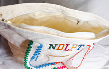 Load image into Gallery viewer, NDLPT Canvas Project Tote | Embroidered Needlepoint Tote Bag | Lightweight Zippered Carryall
