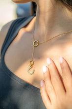 Load image into Gallery viewer, 18K Gold PVD Stainless Steel Turquoise Stone Horseshoe Charm: Gold / 15mm
