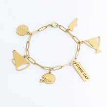 Load image into Gallery viewer, 18K Gold PVD Stainless Steel Game Day Script Charm : Gold
