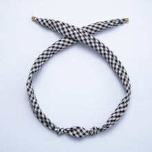 Load image into Gallery viewer, Stainless Steel Red, Black, Brown, Blue Knotted Mini Gingham Bandana Scarf Necklace | WA-1253 ~ WA-1375: Blue
