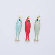 Load image into Gallery viewer, 18K Gold Filled Blue, Green, Red Enamel Sardine Fish Charm | AF404 AF-779: Blue

