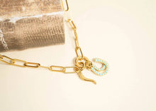 Load image into Gallery viewer, 18K Gold PVD Stainless Steel Turquoise Stone Horseshoe Charm: Gold / 15mm
