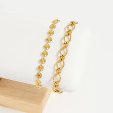 Load image into Gallery viewer, 18K Gold PVD Stainless Steel Sunburst Chain Bracelet: Gold
