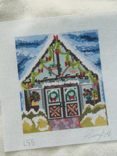 Load image into Gallery viewer, Snowy Greenhouse HandPainted 18 Mesh Needlepoint Canvas
