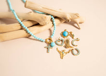 Load image into Gallery viewer, 18K Gold PVD Stainless Steel Turquoise Stone Horseshoe Charm: Gold / 15mm
