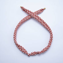 Load image into Gallery viewer, Stainless Steel Red, Black, Brown, Blue Knotted Mini Gingham Bandana Scarf Necklace | WA-1253 ~ WA-1375: Blue
