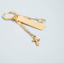 Load image into Gallery viewer, 18K Gold PVD Stainless Steel Textured Cross Charm: Gold
