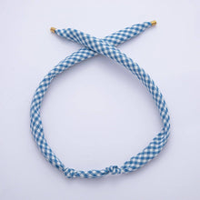 Load image into Gallery viewer, Stainless Steel Red, Black, Brown, Blue Knotted Mini Gingham Bandana Scarf Necklace | WA-1253 ~ WA-1375: Blue
