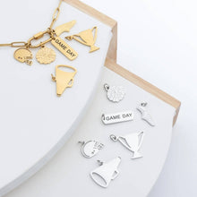 Load image into Gallery viewer, 18K Gold PVD Stainless Steel Game Day Script Charm : Gold
