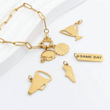 Load image into Gallery viewer, 18K Gold PVD Stainless Steel Game Day Script Charm : Gold
