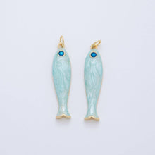 Load image into Gallery viewer, 18K Gold Filled Blue, Green, Red Enamel Sardine Fish Charm | AF404 AF-779: Blue
