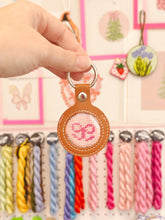 Load image into Gallery viewer, Needlepoint Self Finishing PU Leather Key Fob Bag Tag Interchangeable Finishing Keychain: Black
