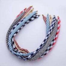 Load image into Gallery viewer, Stainless Steel Red, Black, Brown, Blue Knotted Mini Gingham Bandana Scarf Necklace | WA-1253 ~ WA-1375: Blue
