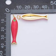 Load image into Gallery viewer, 18K Gold Filled Blue, Green, Red Enamel Sardine Fish Charm | AF404 AF-779: Blue
