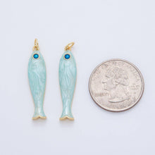 Load image into Gallery viewer, 18K Gold Filled Blue, Green, Red Enamel Sardine Fish Charm | AF404 AF-779: Blue
