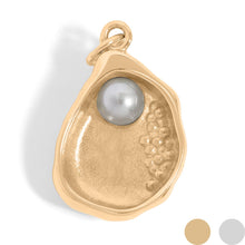 Load image into Gallery viewer, 18K Gold PVD Stainless Steel Shell Charm with Pearl: Stainless
