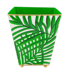 Palm green square cachepot planter