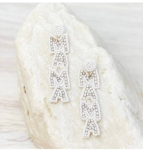 Mama earrings/ Mother’s Day/ new mom/ Momma beaded earrings/ statement earrings/ jewelry/dangle earrings